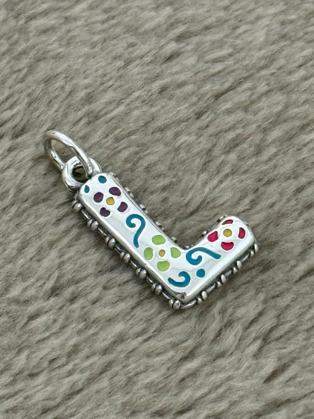L- Enamel Consuela Floral Initial Charm